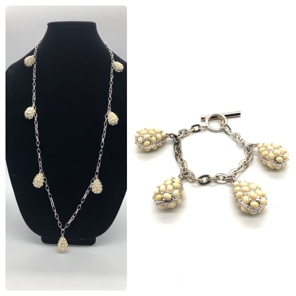 Liz Claiborne Necklace and Bracelet Set Silvertone
